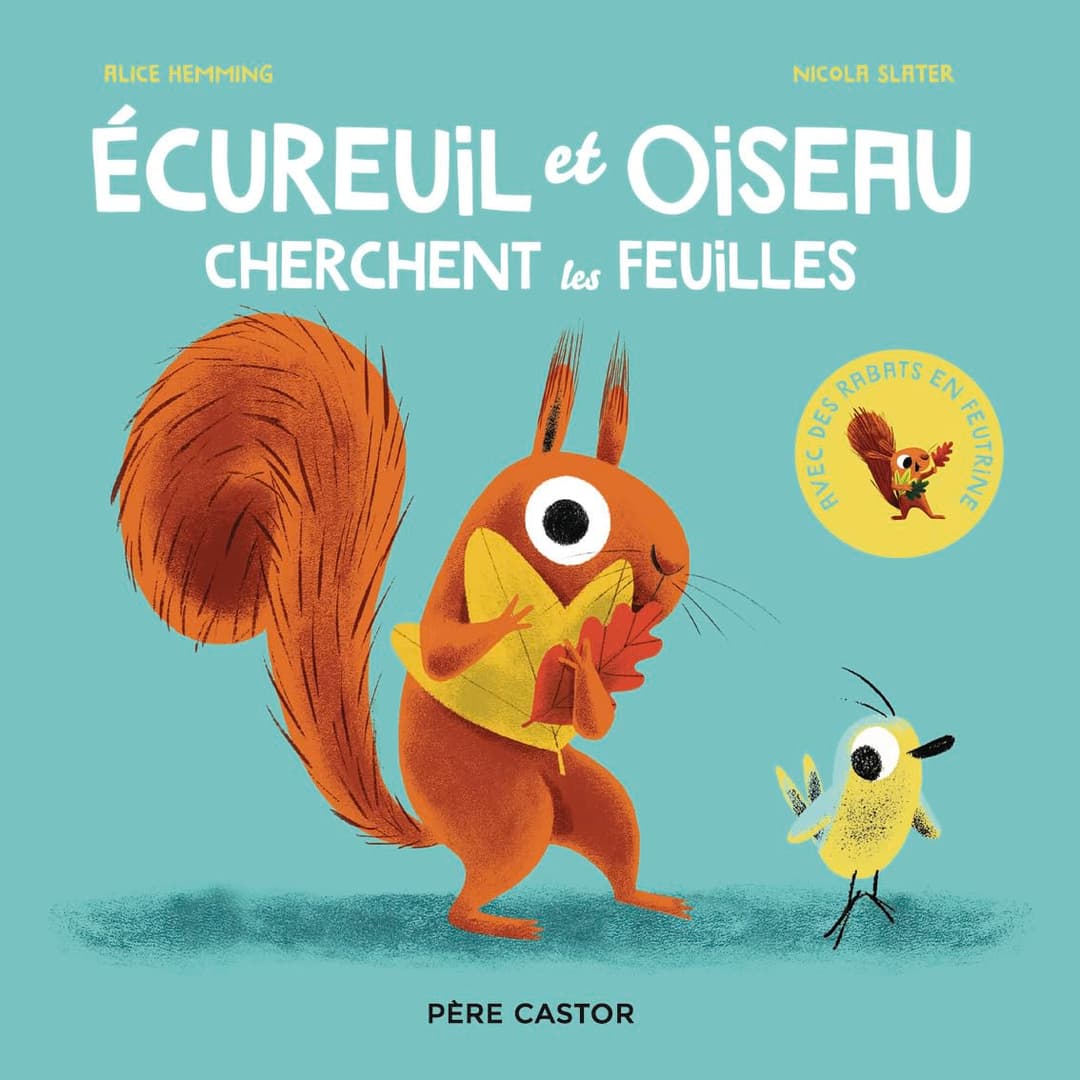 Écureuil et Oiseau cherchent les feuilles cover