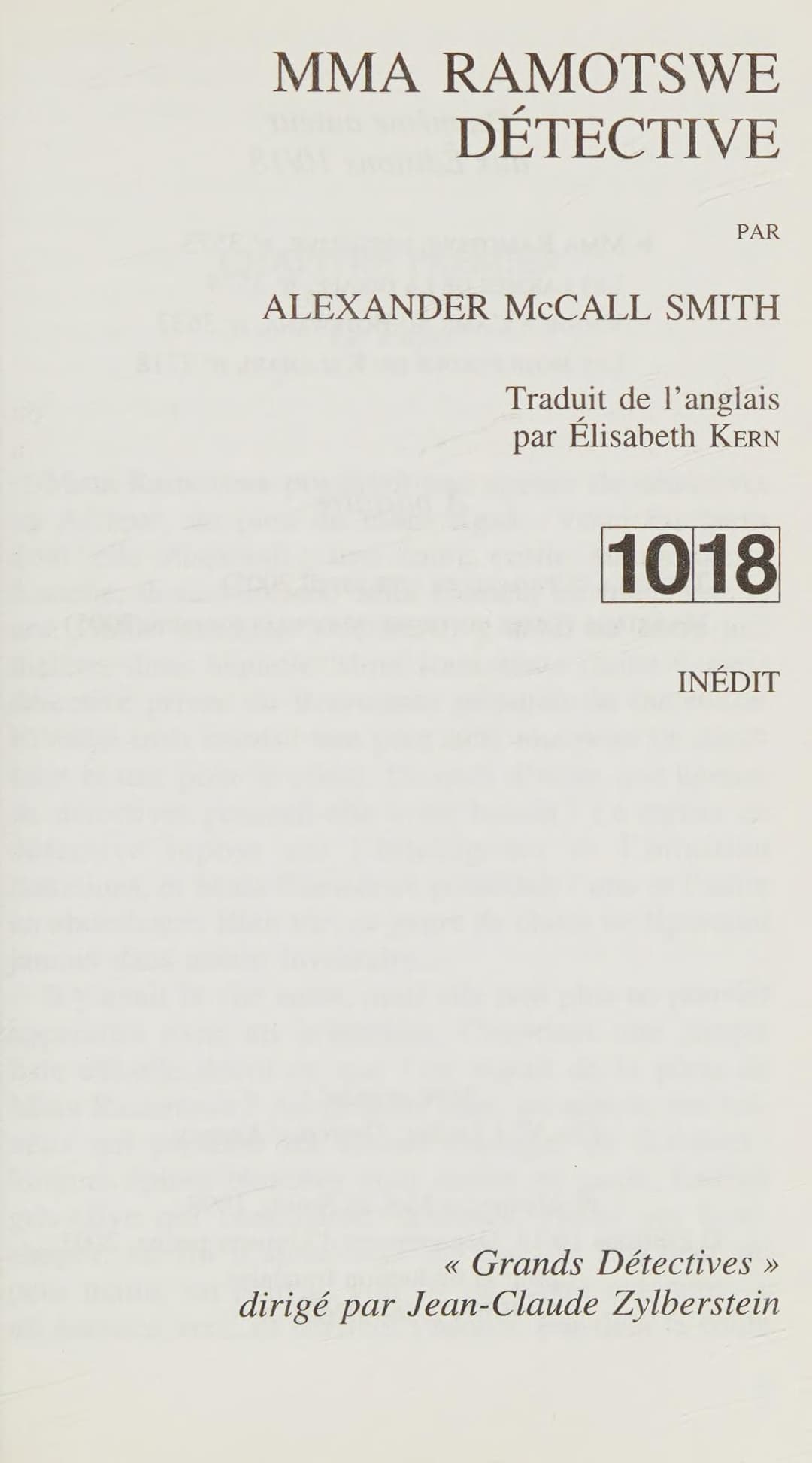 Couverture de Mma Ramotswe détective