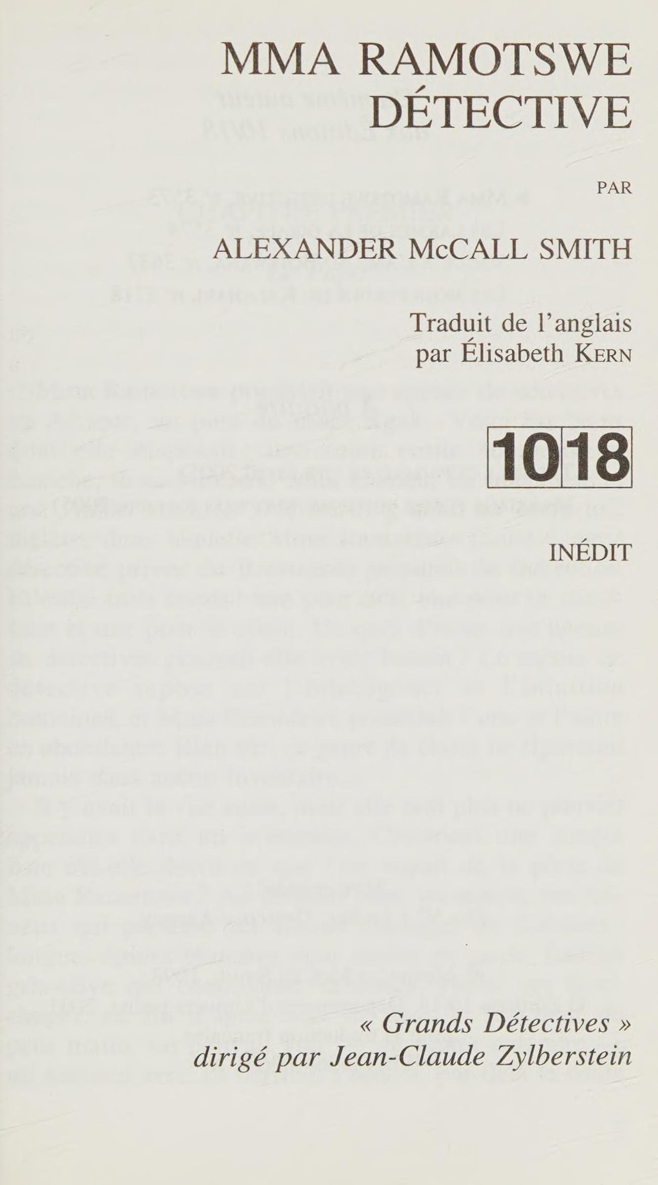 Couverture de Mma Ramotswe détective
