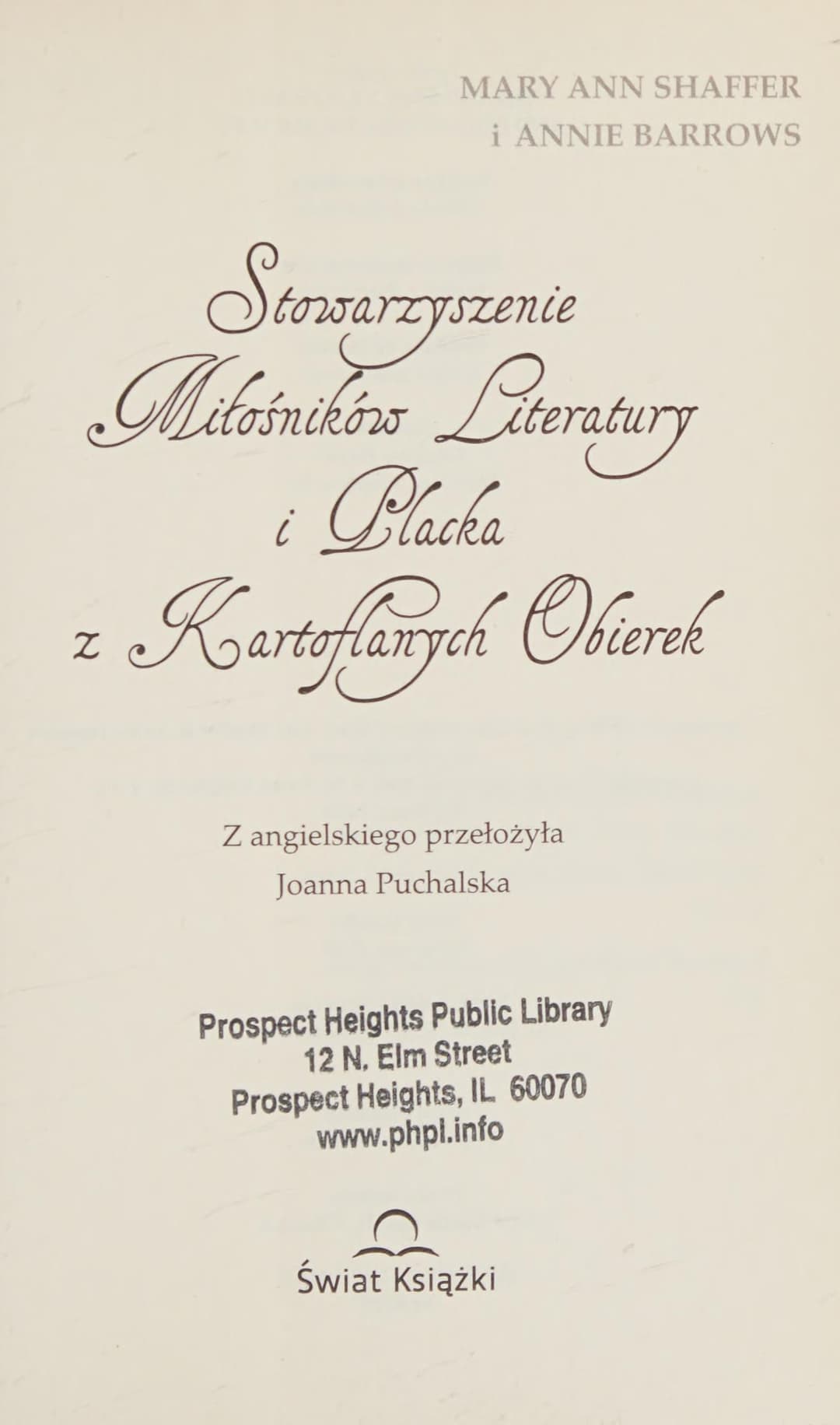 Couverture de Stowarzyszenie Miłośników Literatury i Placka z Kartoflanych Obierek
